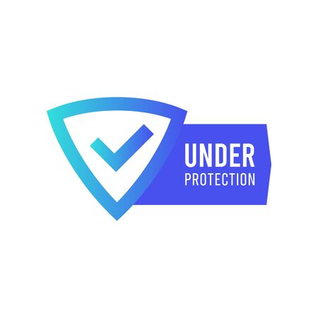 Shield with check mark icon vector.Under protection gradient sign. safety symbolのイラスト素材