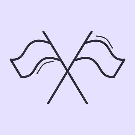 Two Flags Crossed, Doodle Style Sketch Illustration Hand Drawn flag.のイラスト素材