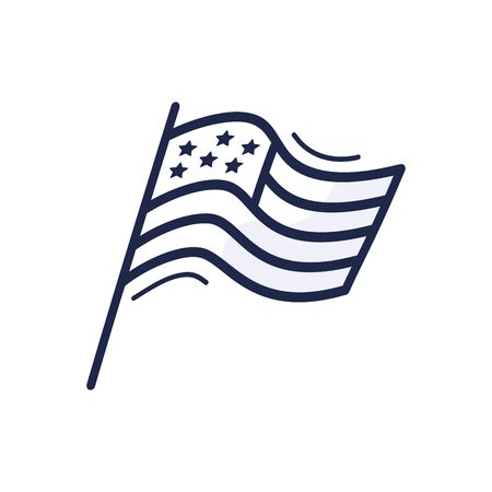 Hand drawn doodle style USA flag with stars. Doodle drawing American banner for Independence day.の写真素材