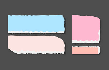 Set of various color torn note papers with adhesive tape.のイラスト素材