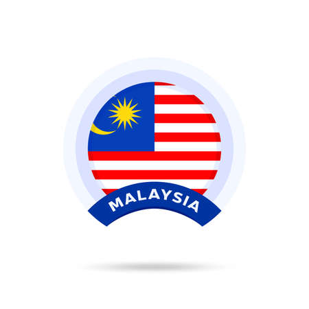 malaysia national flag Circle button Icon. Simple flag, official colors and proportion correctly. Flat vector illustration.のイラスト素材