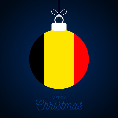 Christmas new year ball with belgium flag. Greeting card Vector illustration. Merry Christmas Ball with Flag isolated on white backgroundのイラスト素材