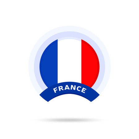 france national flag Circle button Icon. Simple flag, official colors and proportion correctly. Flat vector illustration.のイラスト素材