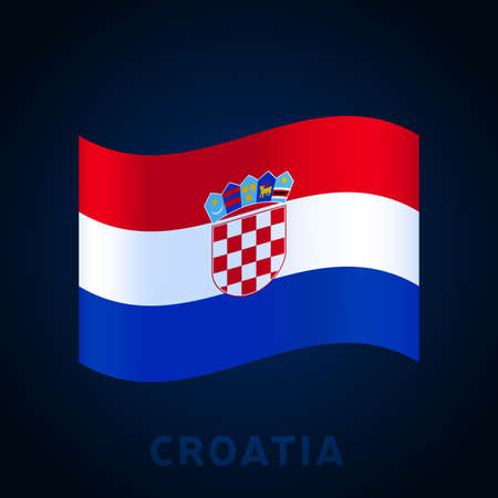 croatia wave vector flag. Waving national Official colors and proportion of flag. Vector illustration.のイラスト素材