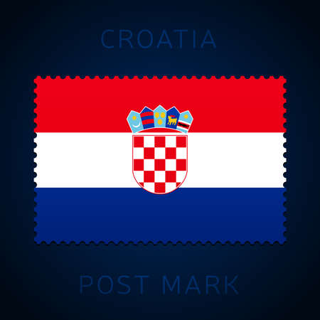 croatia postage mark. National Flag Postage Stamp isolated on white background vector illustration. Stamp with official country flag pattern and countries nameのイラスト素材