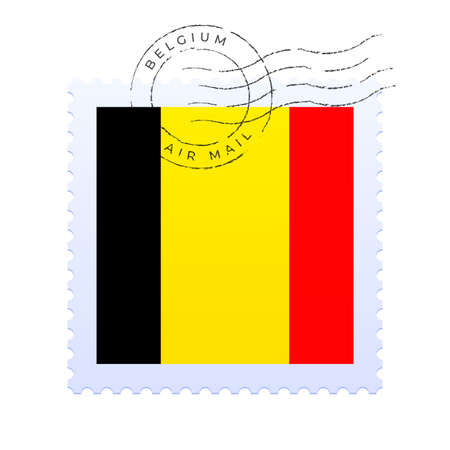 belgium postage mark. National Flag Postage Stamp isolated on white background vector illustration. Stamp with official country flag pattern and countries nameのイラスト素材