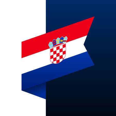 croatia corner flag icon. national emblem in origami style. Paper cutting Corner Vector illustration.のイラスト素材