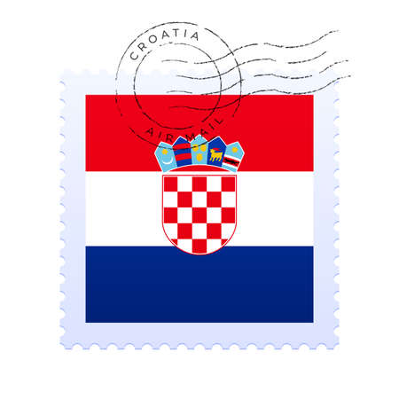 croatia postage mark. National Flag Postage Stamp isolated on white background vector illustration. Stamp with official country flag pattern and countries nameのイラスト素材