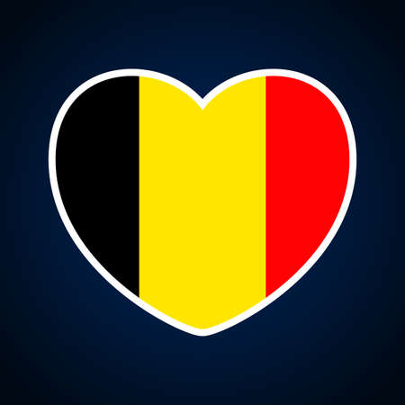 belgium flag in a shape of heart. Icon flat heart symbol of love on the background national flag. Vector illustration.のイラスト素材