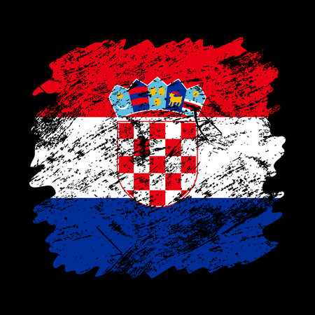 croatia flag grunge brush background. Old Brush flag vector illustration. abstract concept of national background.のイラスト素材