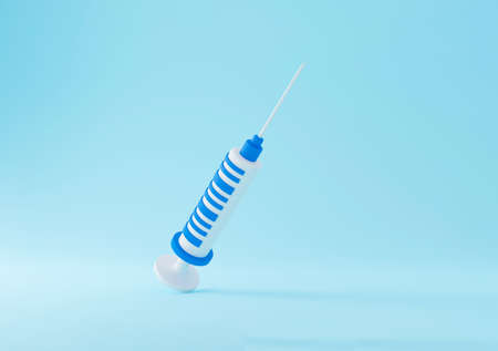 3d Syringe for vaccine, vaccination, injection, flu shot. Vaccination icon with Medical equipment. Minimalism concept. 3d illustration renderの写真素材