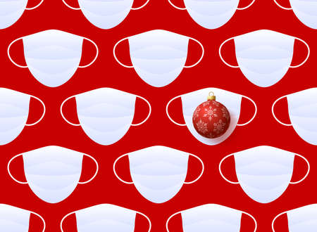 Christmas covid Seamless pattern vector illustration. Virus protection and Merry Christmas concept....