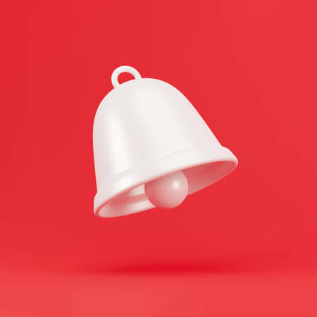 3d white notification bell. minimal Notification bell icon isolated on pastel background. Social Media element. 3d renderingの写真素材