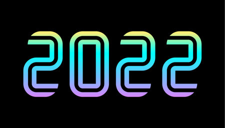 Happy New 2022 Year. Holographic number 2022, bold hologram. New year and christmas Design for calendar, greeting cards or print. Greeting card, Festive poster and banner. Vector illustrationのイラスト素材