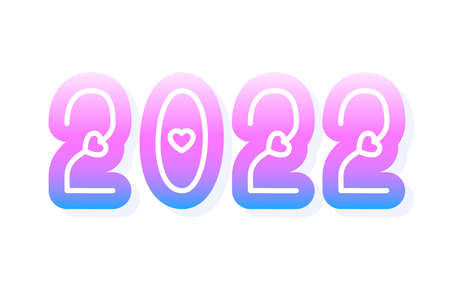 2022 love new year vector illustration. Valentine day 2022 heart cartoon font 3d concept background. Vector illustration.のイラスト素材