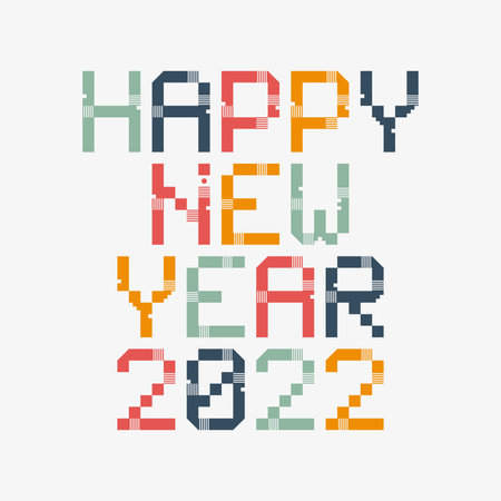 2022 New Year diverse unusual sign for 2022 event decoration, cute graphic, creative emblem concept for banner, brochure, flyer, calendar, greeting card, event invitation. Isolated vector logotype.のイラスト素材