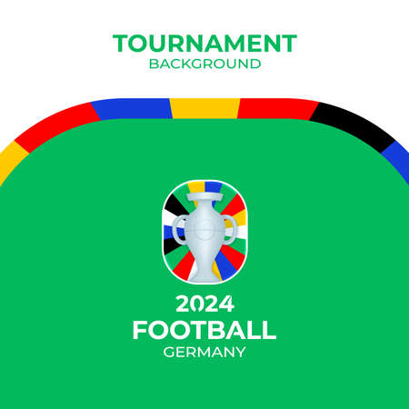 Football championship 2024 green background vector stock illustration. not official logotype emblem on colorful line Abstract background. Poster soccer or football Championship template.のイラスト素材