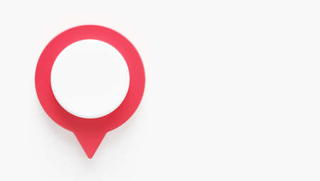 Red map pointer pin Symbol in 3D rendering isolated on white backgroundの写真素材