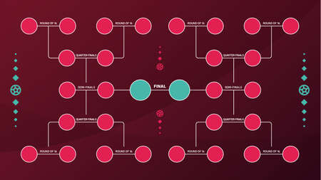 Football 2022 playoff match schedule. Tournament bracket. Football results table, participating in the final championship knockout. vector illustrationのイラスト素材