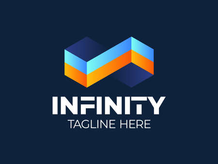 infinity cube logo. 3D Geometric Infinity Cube Hexagon vector logotypeのイラスト素材