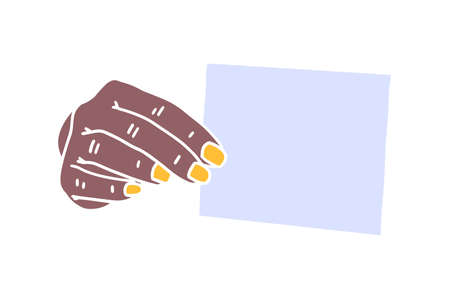 hand hold empty paper doodle vector illustrationのイラスト素材