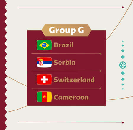 World football 2022 Group G. Flags of the countries participating in the 2022 World championship. vector illustrationのイラスト素材