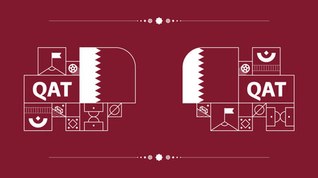 Qatar flag for 22 football cup tournament. isolated National team flag with geometric elements for...