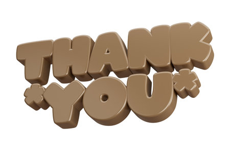 thank you 3d render text phrase inscription.の写真素材