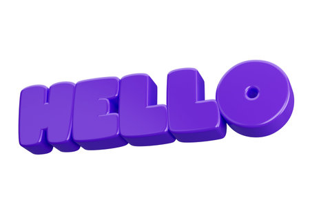hello 3d render text phrase inscription.