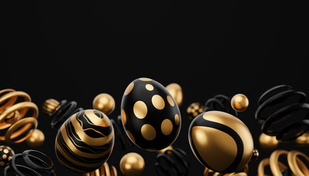 Falling easter egg 3d render background.の写真素材