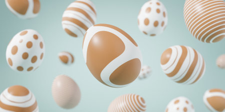 Falling easter egg 3d render background.の写真素材