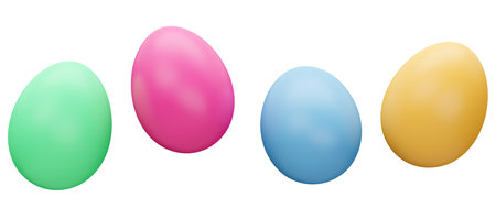 easter egg falling 3d render illustration.の写真素材