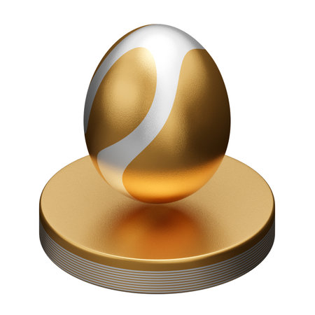 golden egg podium easter 3d illustration.の写真素材