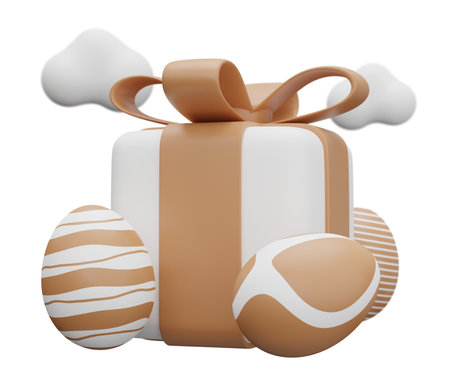 easter egg gift box 3d illustration.の写真素材
