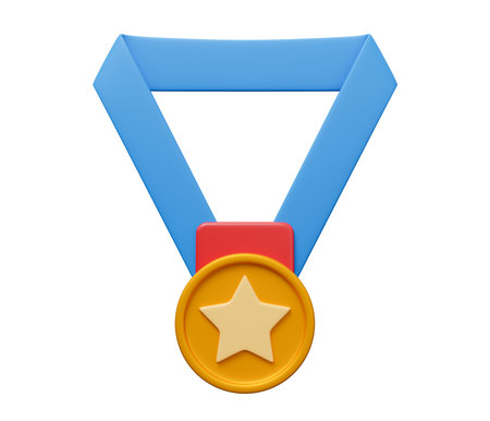 medal star award 3d. 3d render cartoon minimal icon illustration.の写真素材