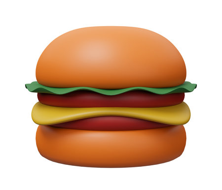 burger 3d render icon. 3d render cartoon minimal icon illustration.の写真素材