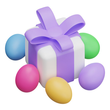 easter egg gift box 3d isometric illustration.の写真素材