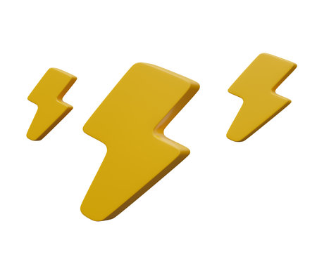 thunderbolt 3d icon. 3d render cartoon minimal icon illustration.の写真素材