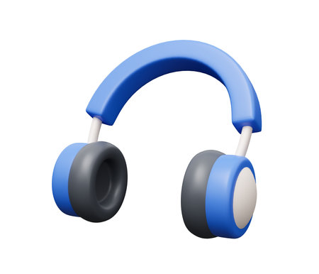Music earphones 3d icon. 3d render cartoon minimal icon illustration.の写真素材