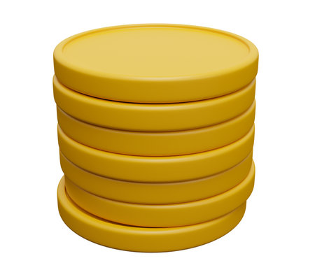 coin stack 3d illustration. 3d render cartoon minimal icon illustration.の写真素材