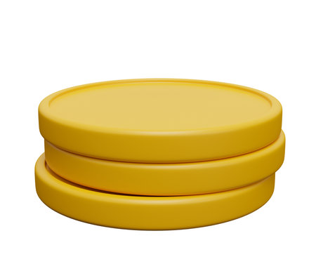 coin stack 3d illustration. 3d render cartoon minimal icon illustration.の写真素材