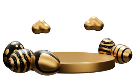 easter gold podium product display 3d render.の写真素材