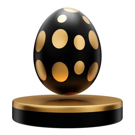 golden egg podium easter 3d illustration.の写真素材