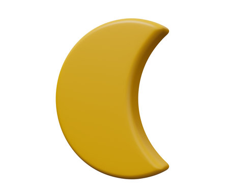 Crescent moon 3d icon. 3d render cartoon minimal icon illustration.の写真素材