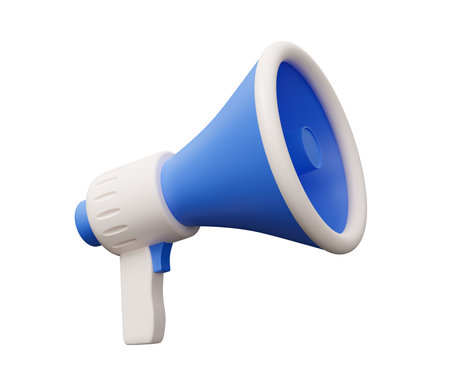 megaphone 3d icon. 3d render cartoon minimal icon illustration.の写真素材