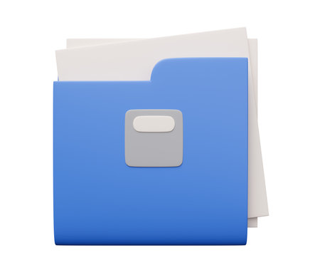 folder with document 3d. 3d render cartoon minimal icon illustration.の写真素材