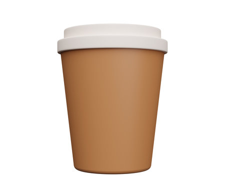 paper cup coffee 3d. 3d render cartoon minimal icon illustration.の写真素材