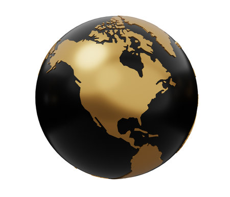 planet earth gold 3d icon.の写真素材