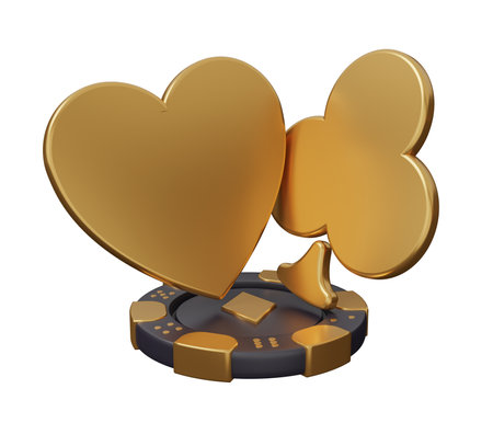 casino poker gold 3d illustration render minimal creative gambling illustration.の写真素材