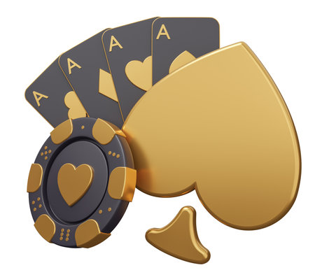 casino poker gold 3d illustration render minimal creative gambling illustration.の写真素材